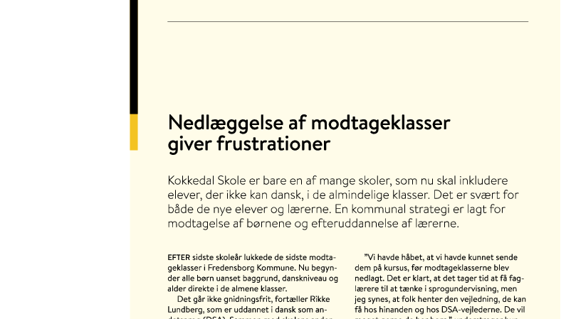 Nedlæggelse af modtageklasser giver frustrationer